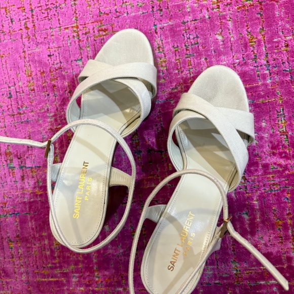 Saint Laurent Bianca Platform Sandal in Beige- 39 - Picture 7 of 7